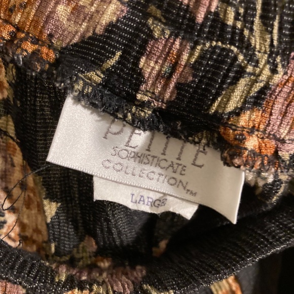 Vintage floral stretch elastic waist midi skirt - Picture 3 of 4